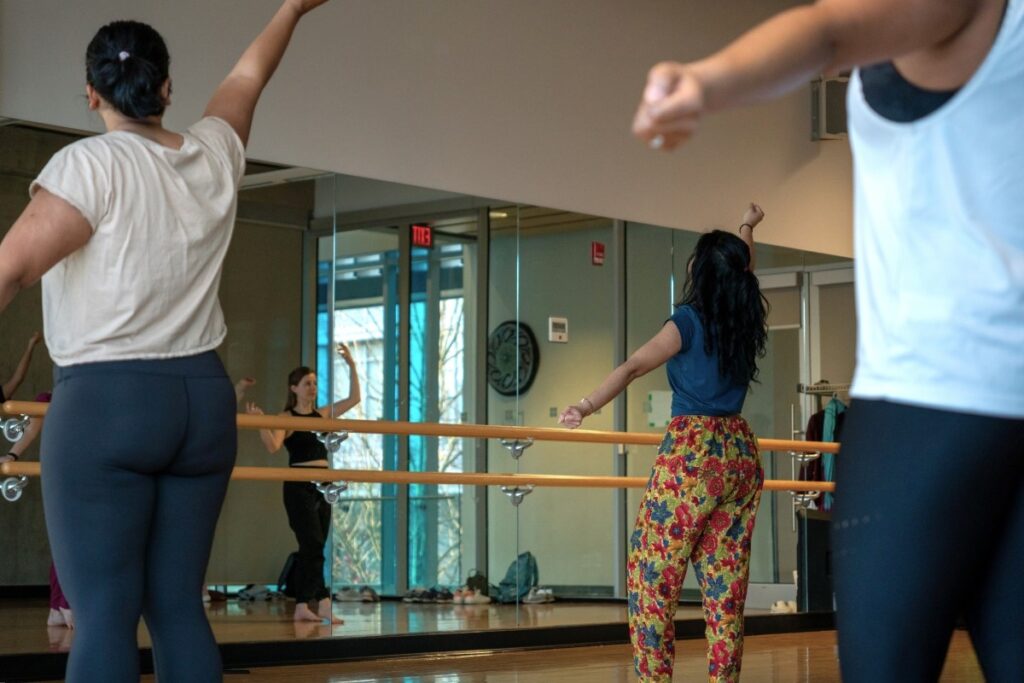 Action shot of Nagma and students and a Jashn Dance Works workshop